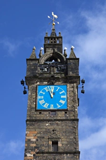 Clock Tower Prints: Close up of The Tolbooth Steeple, (Clock Tower), Glasgow Cross, Trongate, Merchant City