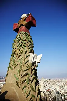 Sagrada Familia Prints: Close up of part of the tower of the Sagrada Familia, UNESCO World Heritage Site