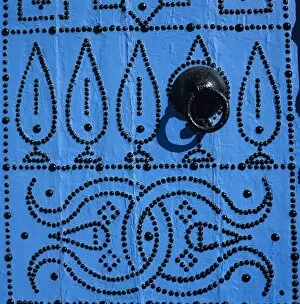 Images Dated 7th December 2011: Close up of traditional Tunisian door, Sidi Bou Said, Tunisia, North Africa, Africa
