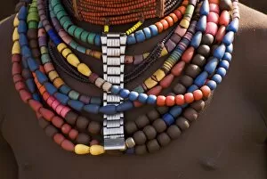 Images Dated 21st December 2007: Close-up of bead necklaces of a Hamer woman, Turmi, Omo region, Ethiopia, Africa