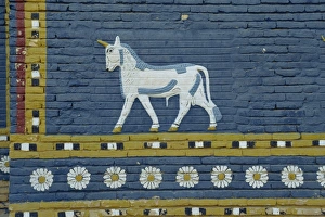 Babylonian Prints: Close-up of Bull of Adad symbol on the Ishtar Gate