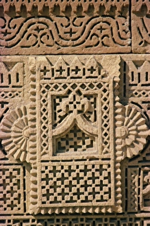 Pakistani Prints: Close-up of carved sandstone