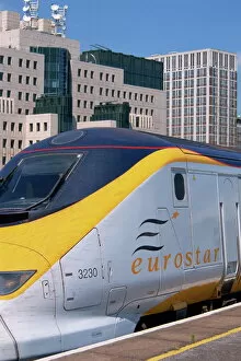 Close-up of Eurostar train engine in London, England, United Kingdom, Europe