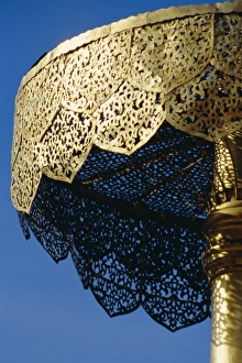 Thai Prints: Close-up of a gilded metalwork umbrella