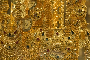 Opulence Prints: Close-up of gold jewelry in the Gold Souk