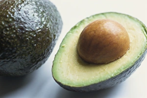 Healthy Eating Prints: Close-up of half an avocado pear, with stone