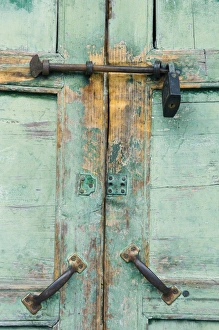 Safety Prints: Close-up of locked door, Yangshuo, Guangxi Province, China, Asia