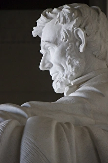 Close-up of marble statue of Abraham Lincoln, Lincoln Memorial, Washington D Close-up of marble statue of Abraham Lincoln, Lincoln Memorial, Washington D