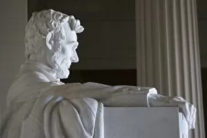 Close-up of marble statue of Abraham Lincoln, Lincoln Memorial, Washington D