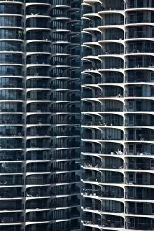Repeating Collection: Close-up of Marina Citys twin towers, Chicago, Illinois, United States of America