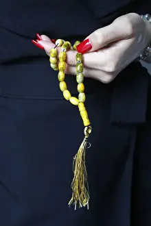 Close Up View Prints: Close-up of Muslim woman holding Islamic prayer beads, Vietnam, Indochina, Southeast Asia