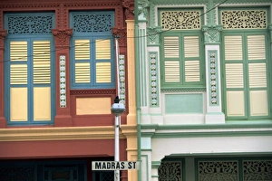 Little India Prints: Close-up of old houses with shuttered windows and pilasters