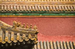 Clos e-up of an ornate roof, Forbidden City, UNEs CO World Heritage s ite, Beijing, China