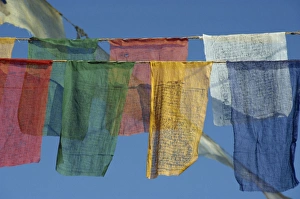 Vibrant Colour Prints: Close-up of prayer flags at Swayambunath