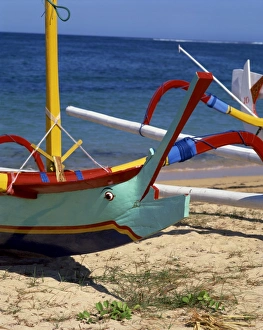 Sanur Prints: Close-up of the prow of an outrigger fishing boat on Sanur beach