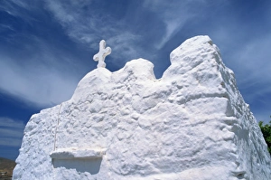 Mikonos Prints: Close-up of rough walls of whitewashed chapel on Mykonos