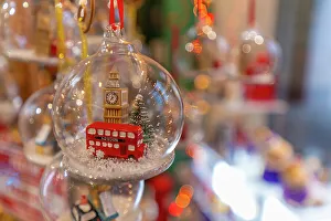 Xmas Prints: Close-up of souvenirs and Christmas decorations near St
