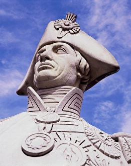 Trafalgar Square Prints: Close-up of statue of Admiral Nelson, Nelsons Column, Trafalgar Square