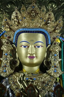 Images Dated 24th July 2007: Close-up of a statue of the Buddha Maitreya, Kathmandu, Nepal, Asia