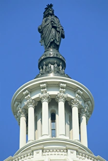 Washington D C Prints: Close-up of the statue on top of the Capitol in Washington D