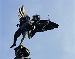 Eros Prints: Close-up of the statue of Eros on the Shaftesbury Memorial, Piccadilly Circus