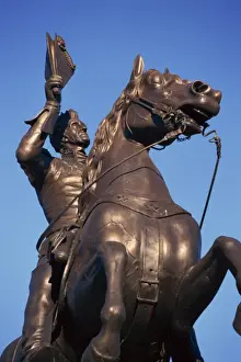 Louisiana Prints: Close-up of statue of General Grant on horseback in New Orleans