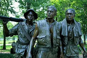 War Memorials Prints: Close-up of statues on the Vietnam Veterans Memorial in Washington D