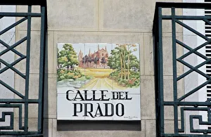 Madrid Prints: Close-up of a tile street sign