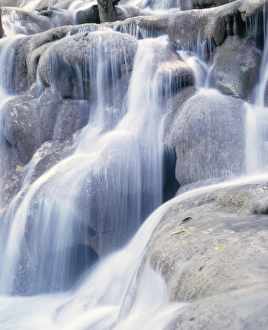 Photo Techniques Prints: Close-up of white water in the Dunns River Falls