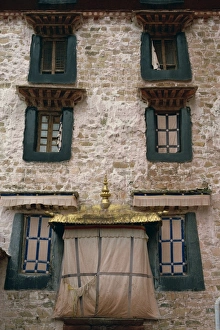 Lhasa Prints: Close-up of window architecture in a building in Lhasa, Tibet, China, Asia