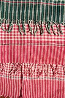 Back Ground Collection: Close-up of woven Khmer scarves for sale in Cambodia, Indochina, Southeast Asia, Asia