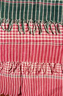 Cambodia Gallery: Close-up of woven Khmer scarves for sale in Cambodia, Indochina, Southeast Asia, Asia