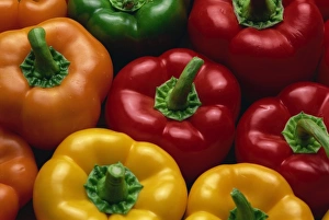 Salad Prints: Close-up of yellow, red, orange and green peppers