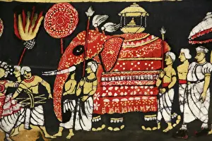 Festival Prints: Cloth print depicting the sacred Buddha tooth relic in the Perahera in Kandy