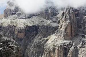 Canazei Prints: Cloud on the dramatic Sass Pordoi mountain in the Dolomites near Canazei