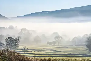 The Yorkshire Dales Prints: Cloud inversion in mid-winter at Buckden village in Upper Wharfedale
