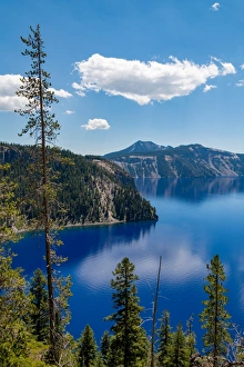 Cascade Range Prints: Cloud reflected in the still waters of Crater Lake, the deepest lake in the U. S. A