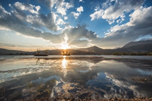 Yunnan Prints: Cloud reflections at a lake in Lijiang, Yunnan, China, Asia