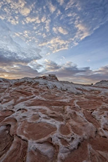 White Pocket Prints: Clouds at dawn over salmon and white sandstone