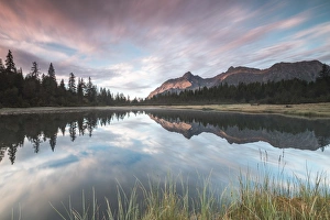 Valtellina Prints: Clouds reflected in Lake Entova at dawn, Entova Alp, Malenco Valley, Sondrio province