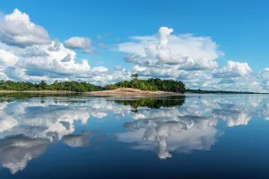 Rainforests Prints: Clouds reflecting in the Rio Negro, southern Venezuela, South America