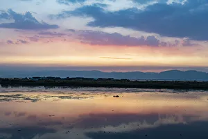 Shan State Prints: Clouds reflecting in the water at sunset, Inle Lake, Shan state, Myanmar (Burma), Asia