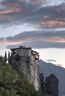 Roussanou Monastery Prints: Clouds at sunset over Roussanou (St. Barbara) Monastery, Meteora