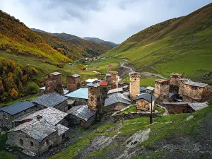 Ushguli Prints: A cloudy day in Ushguli, Mestia, Samegrelo-Upper Svaneti, Georgia (Sakartvelo)