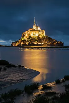 Fortification Gallery: Cloudy sky at dusk, Mont-St-Michel, UNESCO World Heritage Site, Normandy, France, Europe