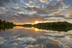 Nottinghamshire Prints: Clumber Park Lake sunset, Nottinghamshire, England, United Kingdom, Europe