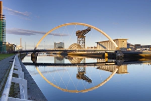 Crane Prints: The Clyde Arc Bridge (Squinty Bridge), Glasgow, Scotland, United Kingdom, Europe