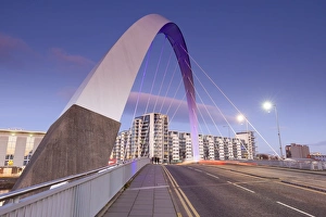 Pavements Prints: The Clyde Arc Bridge (Squinty Bridge), view towards Finnieston, Glasgow, Scotland