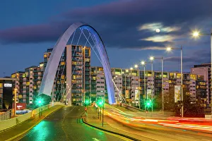 Light Trail Prints: Clyde Arc (Squinty Bridge), Glasgow, Scotland, United Kingdom, Europe