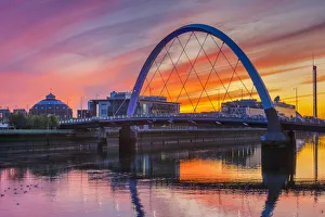 Connections Prints: Clyde Arc (Squinty Bridge) at sunset, Glasgow, Scotland, United Kingdom, Europe